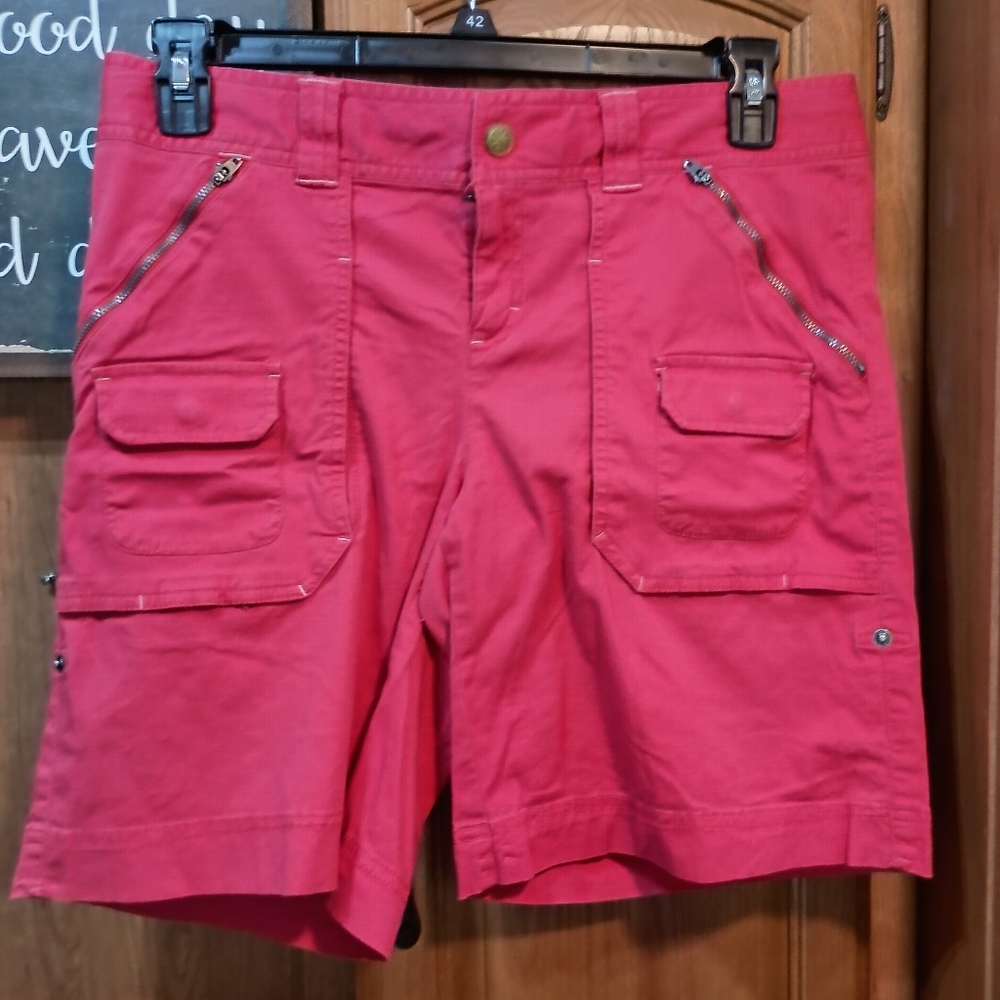 Athleta  Red Womens Zippered Cargo Shorts Size 10
